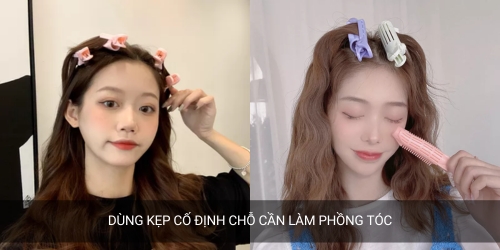chia tóc thành từng phần để dễ sấy