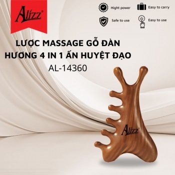 Lược massage 4 trong 1 gỗ đàn hương Alizz AL-14360