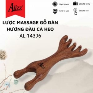 Lược gỗ đàn hương cao cấp 2 đầu massage Alizz AL-14396