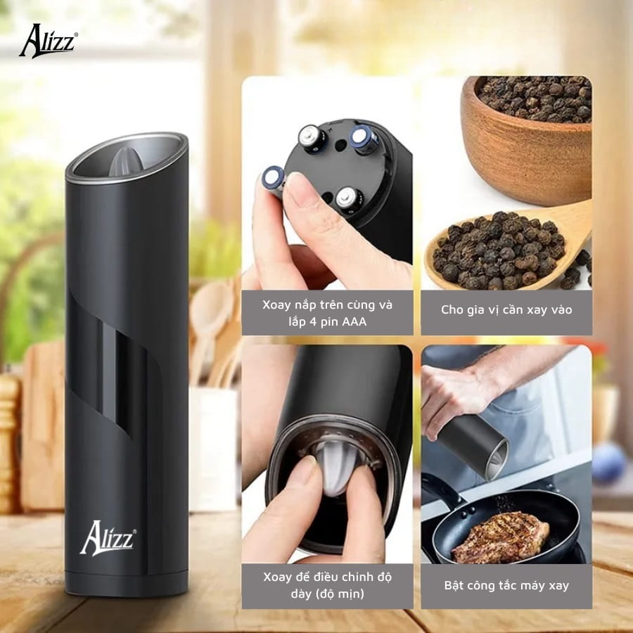 Máy xay tiêu tự động đầu nhọn Alizz AL-14498