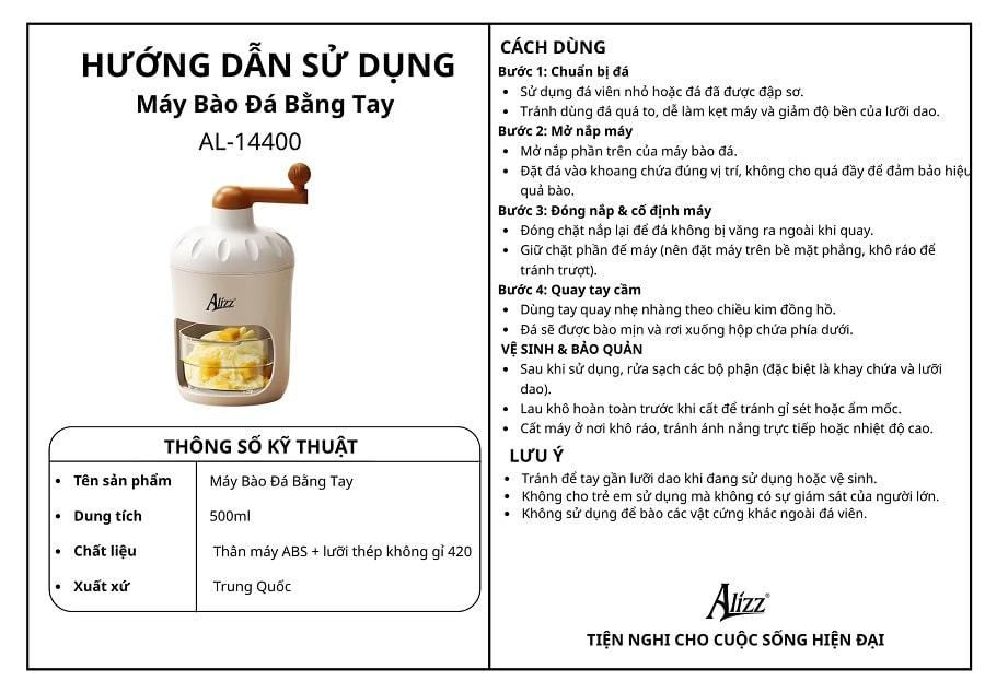 Dụng cụ bào đá mịn mini Alizz AL-14400