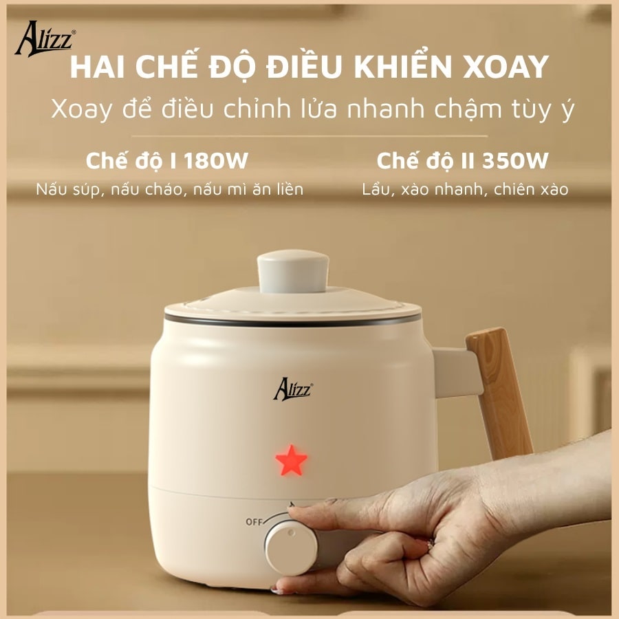 Nồi điện mini mini 1 tầng nấu mì hấp thực phẩm Alizz AL-14502