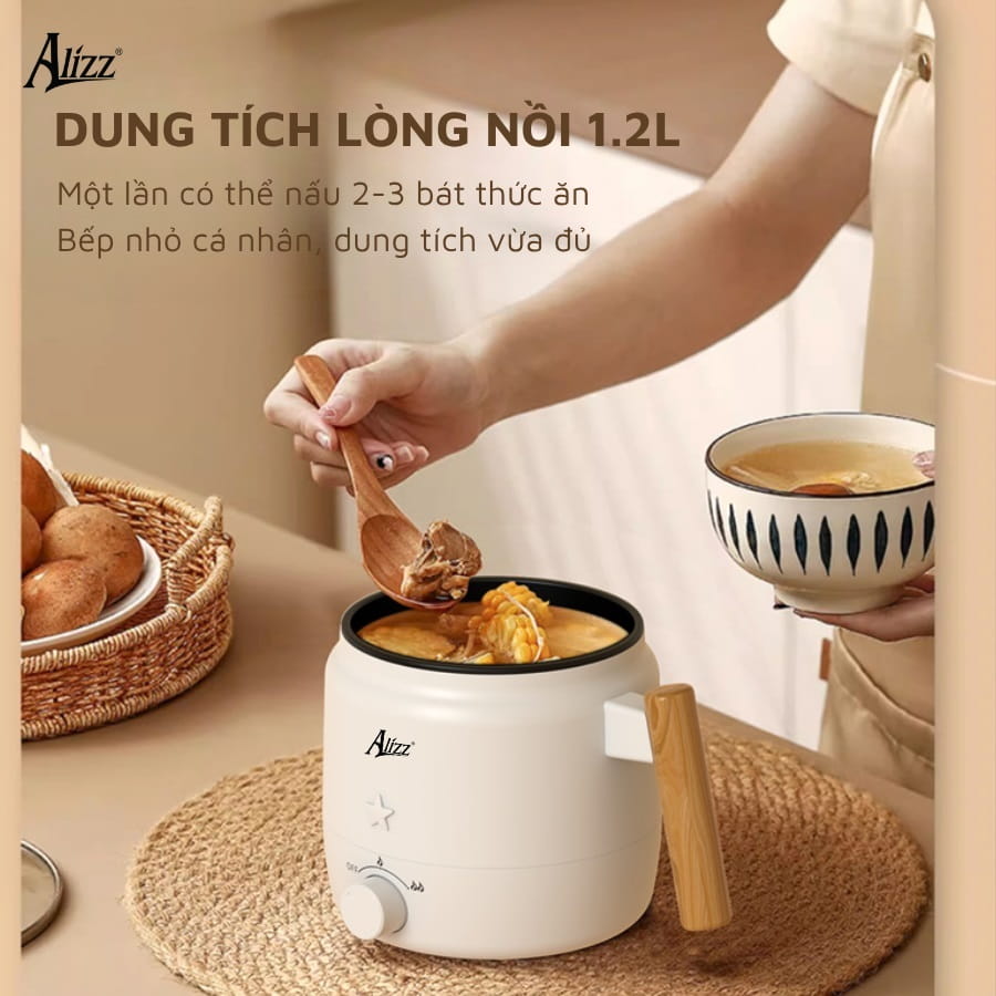 Nồi điện nấu ăn mini 1 tầng tiết kiệm điện Alizz AL-14502