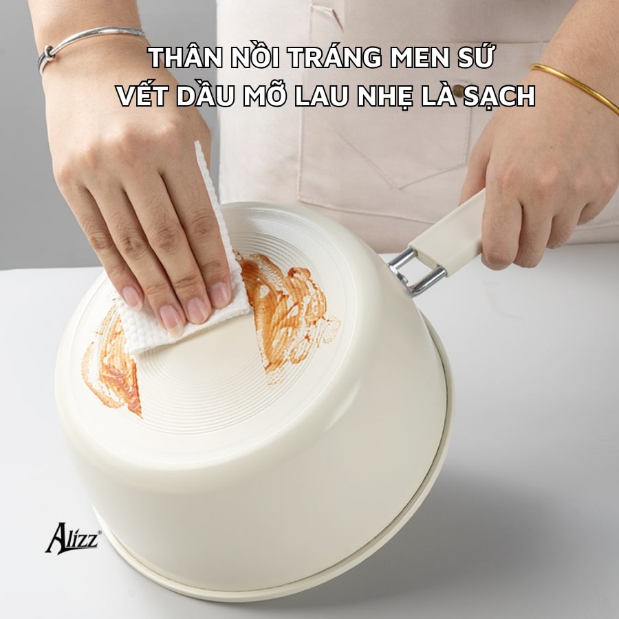 Nồi sứ chống dính nấu súp, nấu canh Alizz AL-14505
