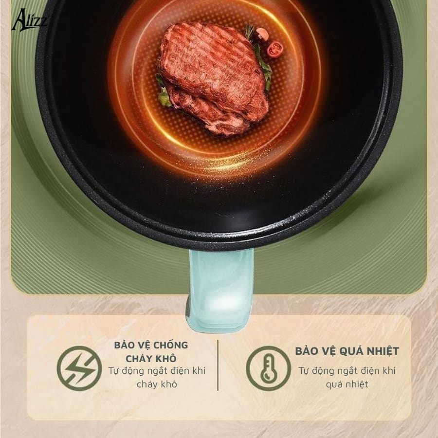Nồi điện mini đa năng có xửng hấp Alizz AL-14493