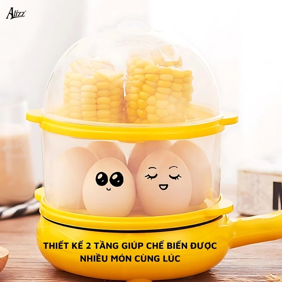 Nồi hấp trứng mini 2 tầng đa năng Alizz AL-14504