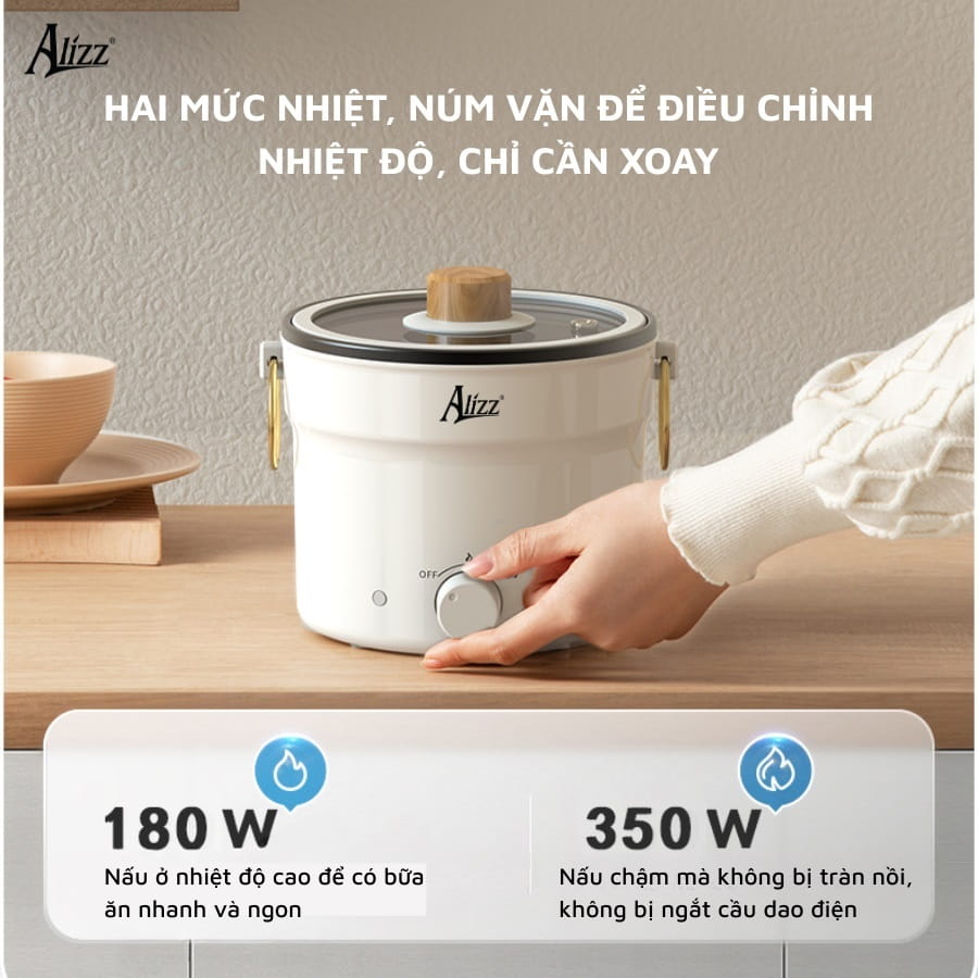 Nồi cơm điện mini kiêm nồi lẩu nấu ăn đa năng Alizz AL-14549
