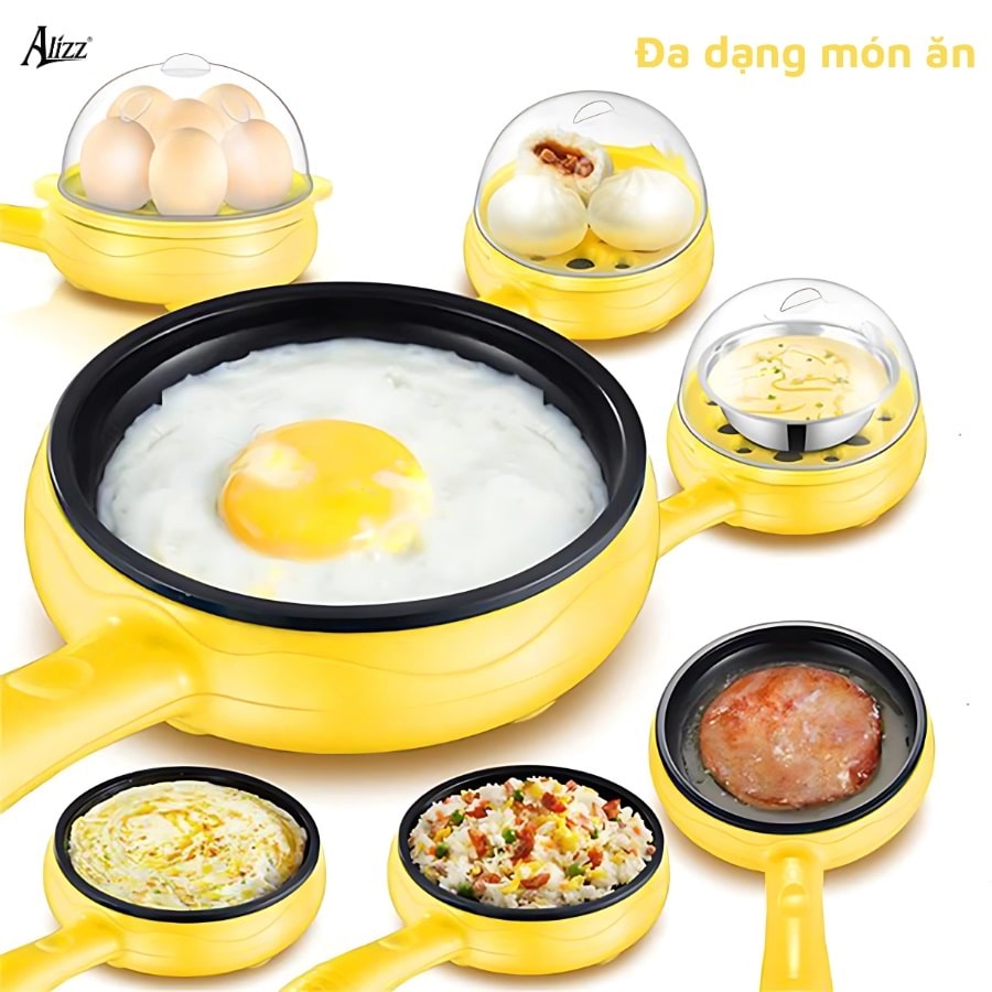 Nồi điện mini nấu, hấp, luộc trứng 2 tầng Alizz AL-14504