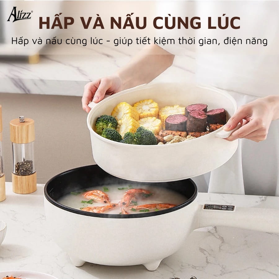 Chảo điện mini đa chức năng xào, nấu, chiên, hấp Alizz AL-14537