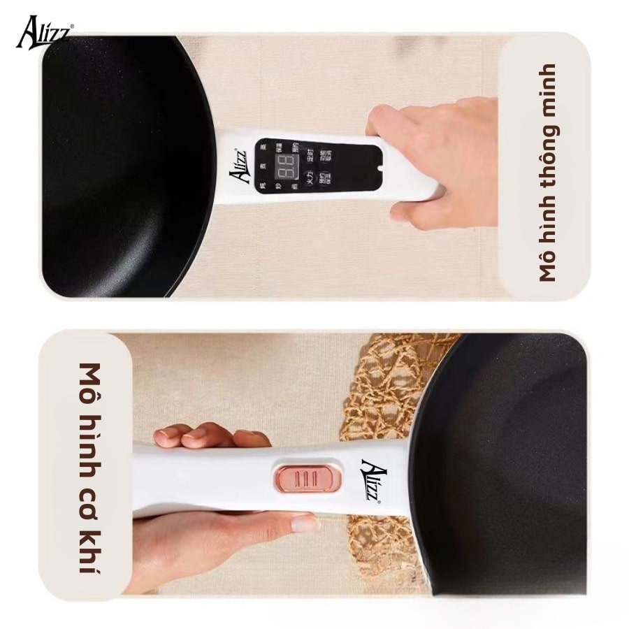 Chảo điện đa năng 2 trong 1 vừa nấu vừa chiên xào Alizz AL-14537