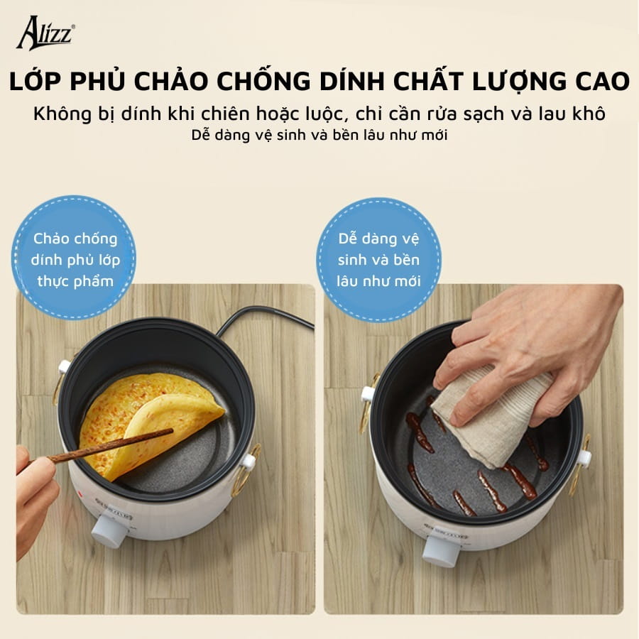 Nồi điện nấu mì, nấu cháo, nấu lẩu mini Alizz AL-14549