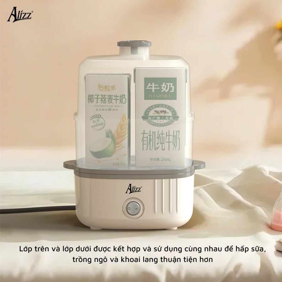 Máy hấp thực phẩm gia đình đa năng mini 2 tầng Alizz AL-14550