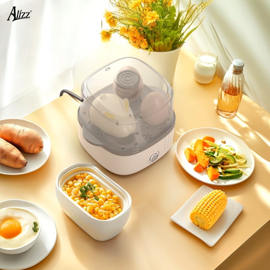 Máy luộc hấp trứng điện 2 tầng tiện lợi Alizz AL-14550